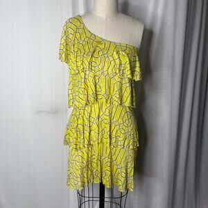 Tbags Los Angeles Yellow Off Shoulder Ruffle Mini Dress Small